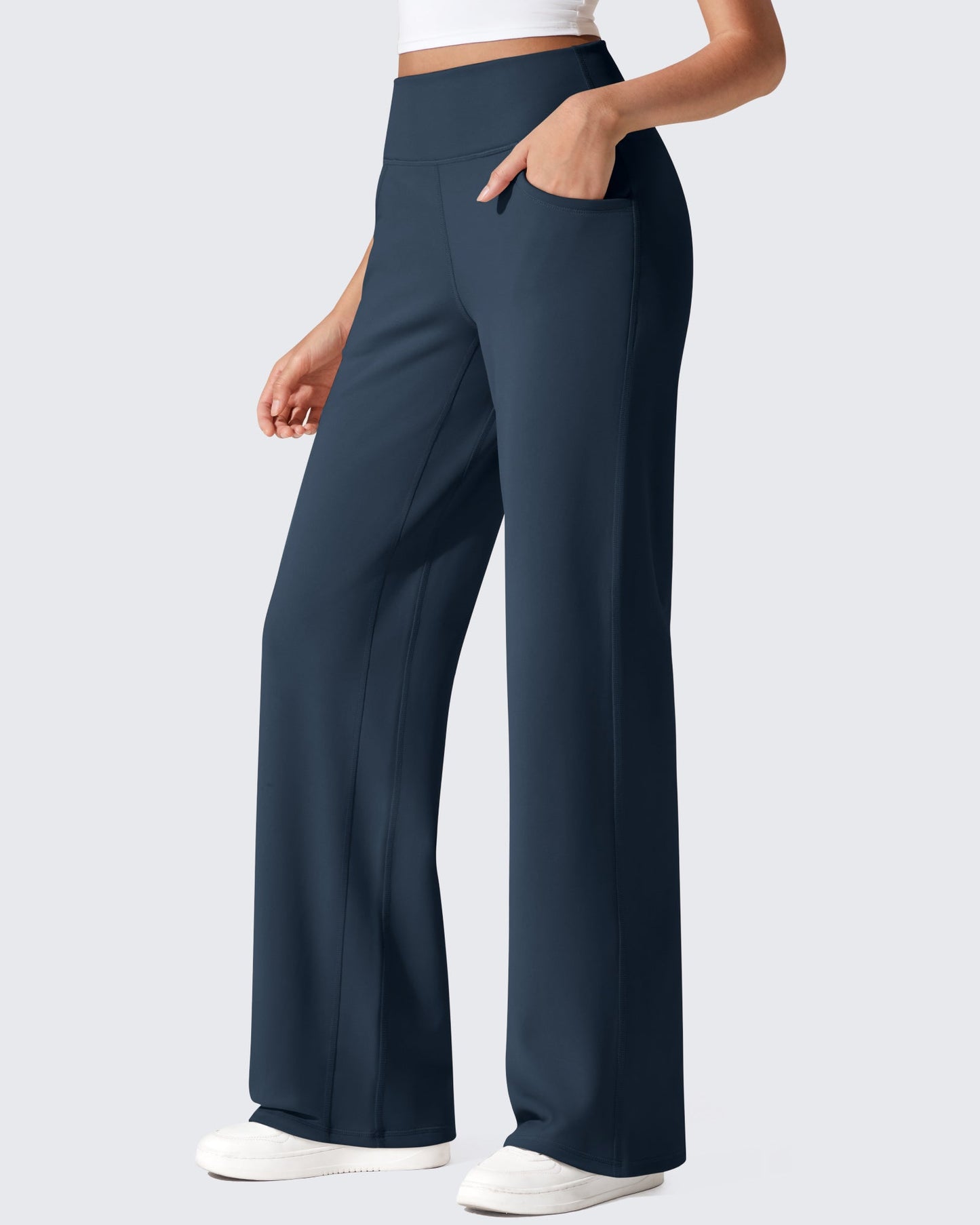 Pantalones térmicos de cintura alta y pierna ancha con forro polar EverGoing