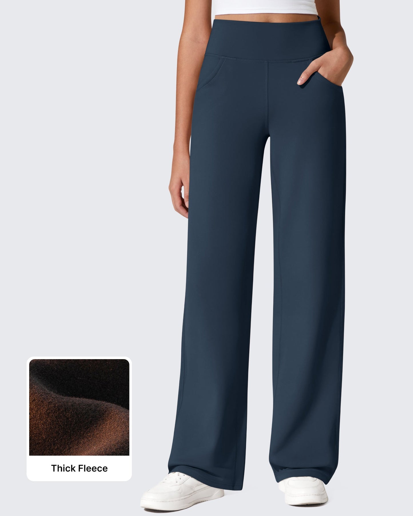 Pantalones térmicos de cintura alta y pierna ancha con forro polar EverGoing