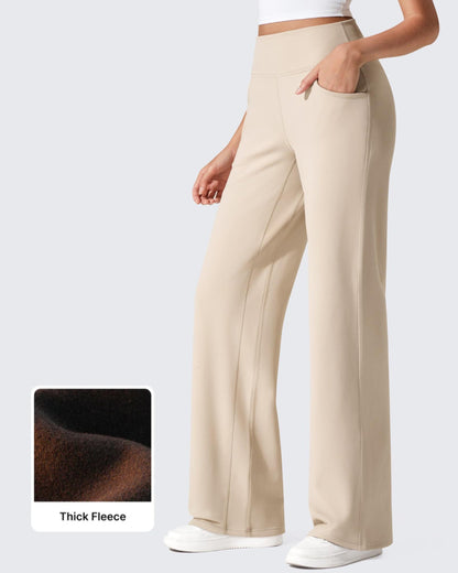 Pantalones térmicos de cintura alta y pierna ancha con forro polar EverGoing