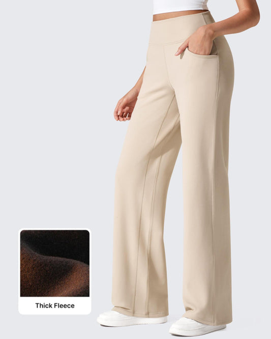 Pantalones térmicos de cintura alta y pierna ancha con forro polar EverGoing