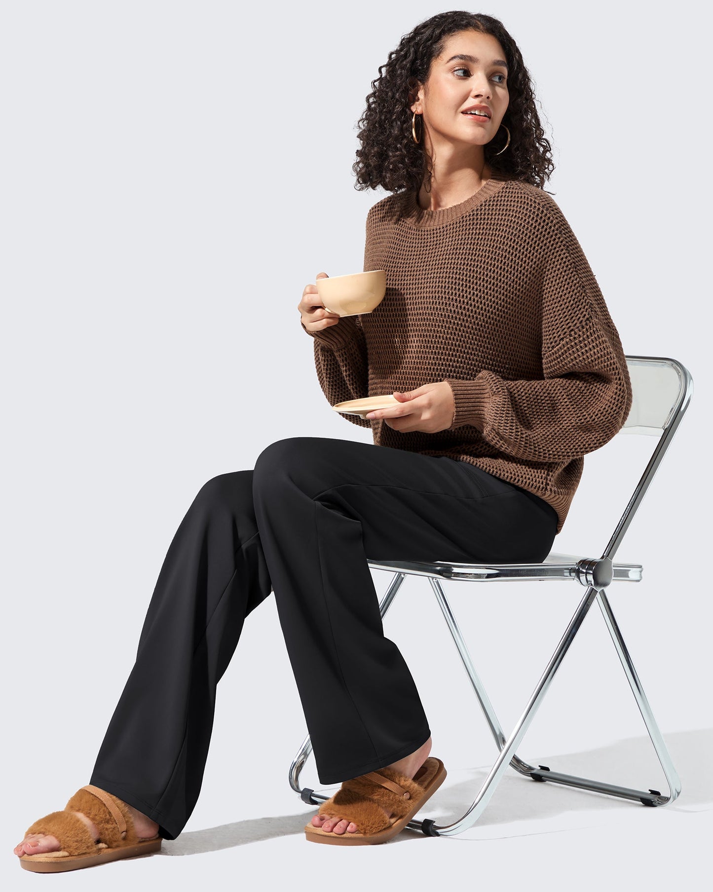 Pantalones de vestir de talle alto con forro polar EverGoing