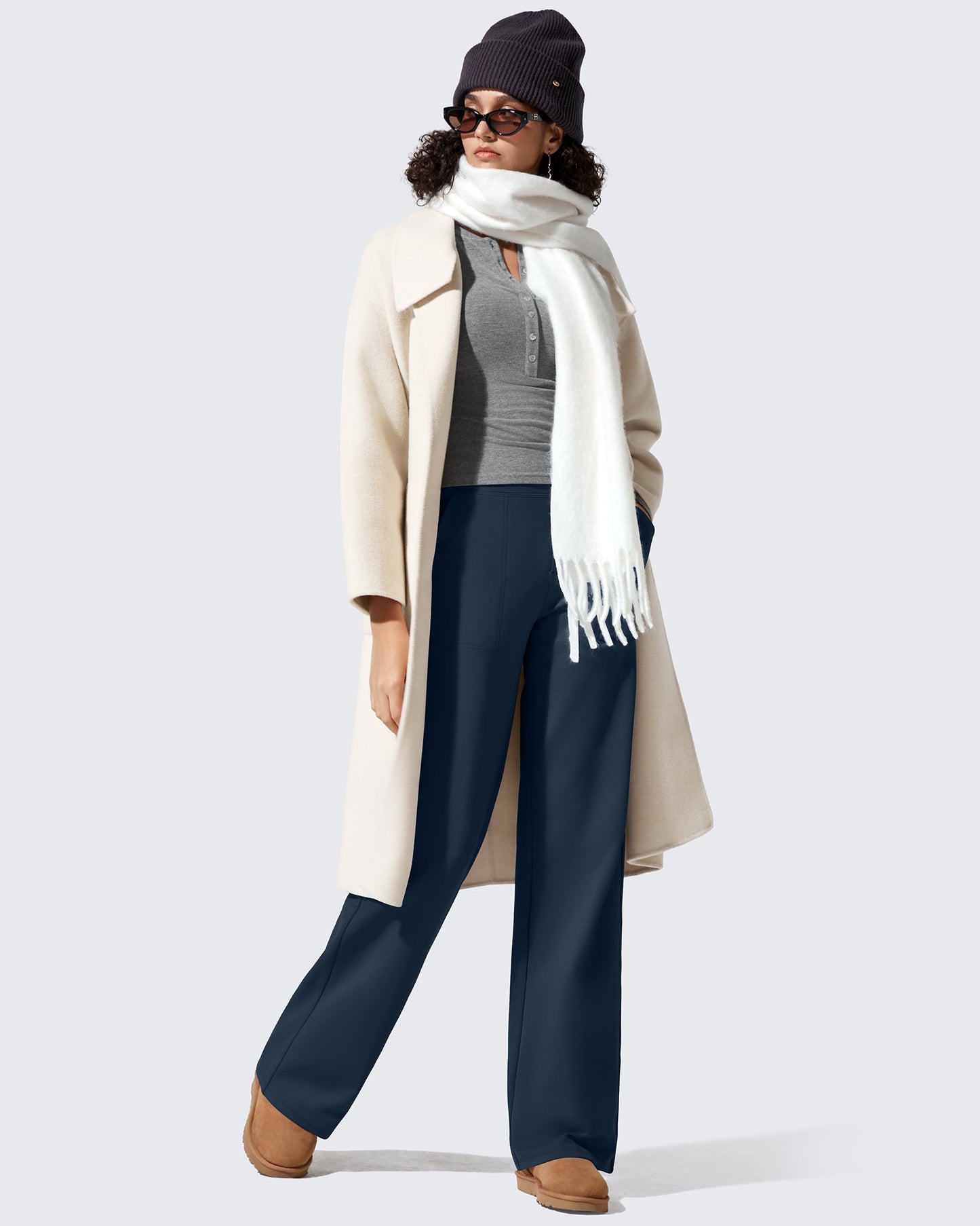 Pantalones de vestir de talle alto con forro polar EverGoing