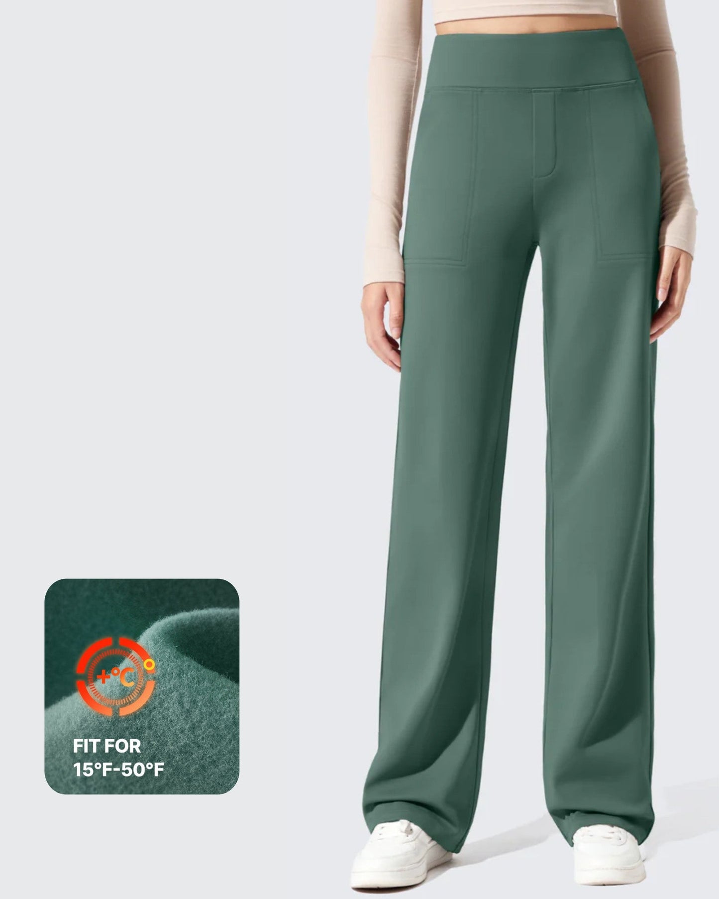Pantalones de vestir de talle alto con forro polar EverGoing