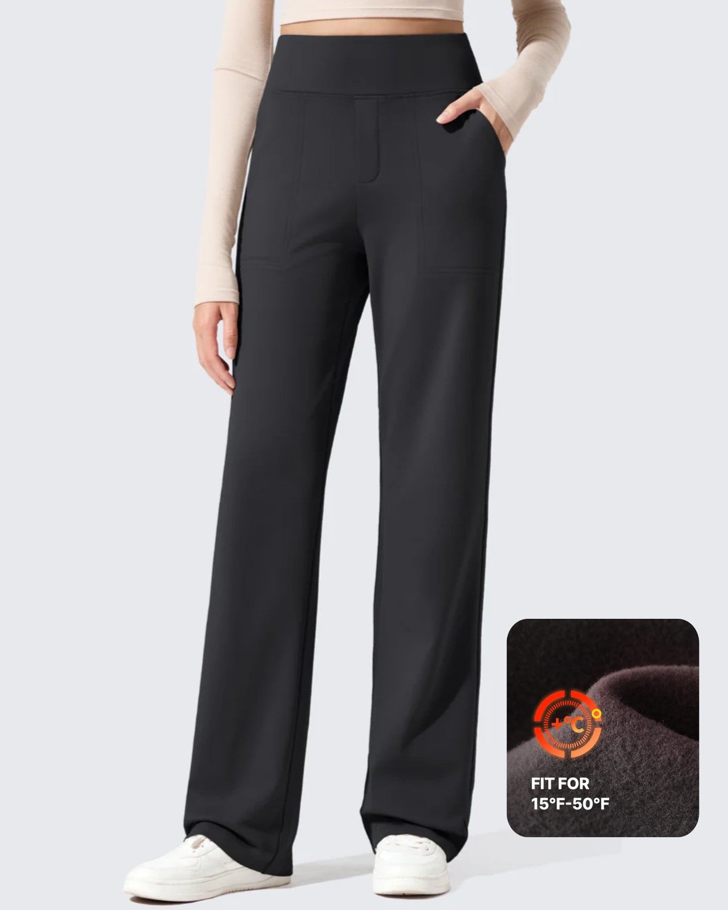Pantalones de vestir de talle alto con forro polar EverGoing