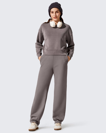 Pantalones EverGoing con forro polar, holgados, cálidos y de pierna estrecha