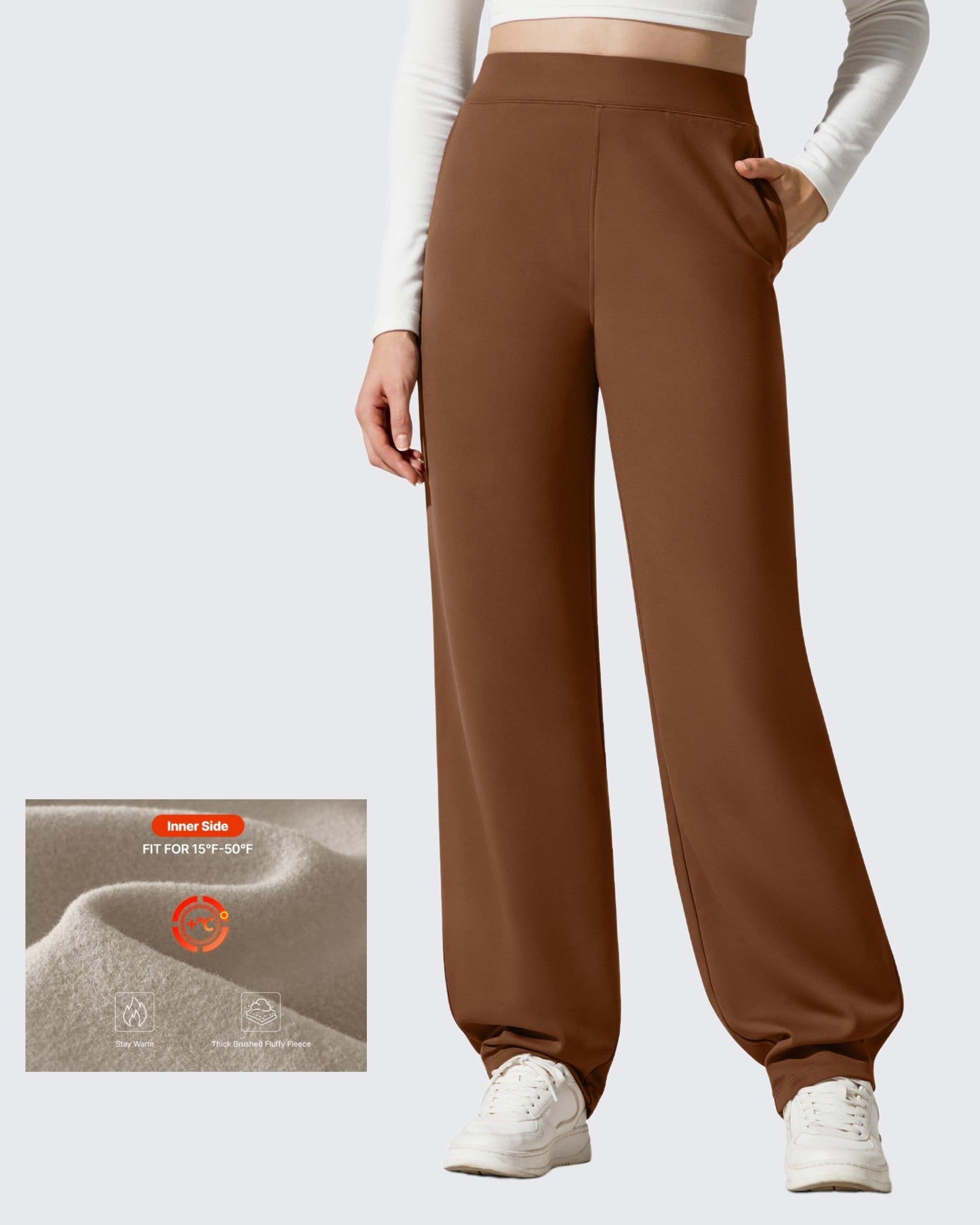 Pantalones EverGoing con forro polar, holgados, cálidos y de pierna estrecha