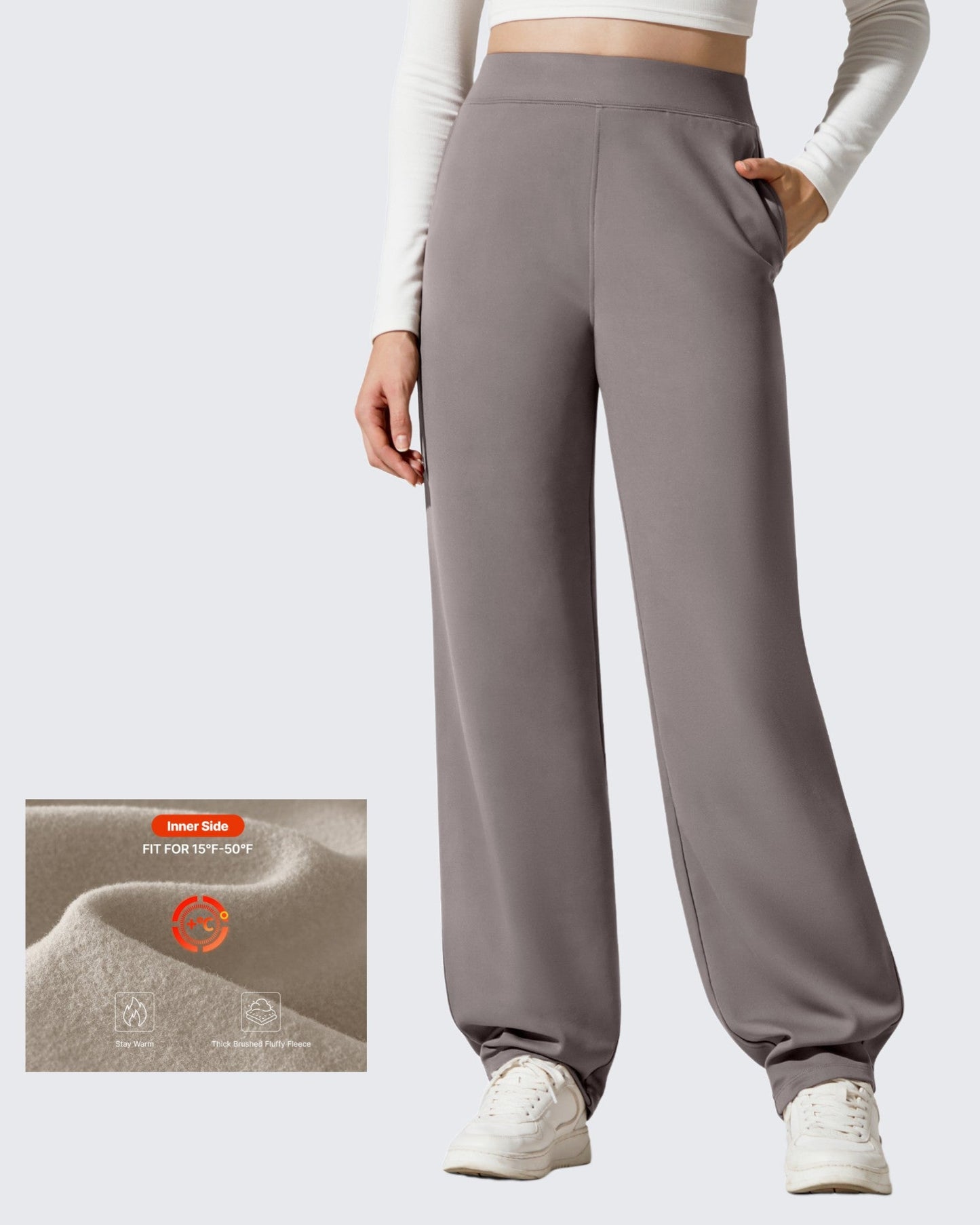 Pantalones EverGoing con forro polar, holgados, cálidos y de pierna estrecha