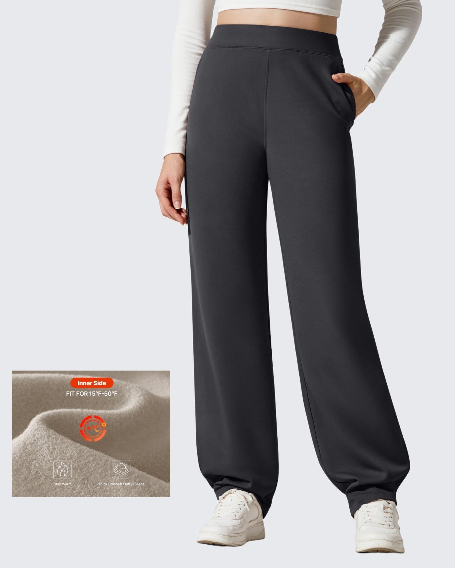 Pantalones EverGoing con forro polar, holgados, cálidos y de pierna estrecha