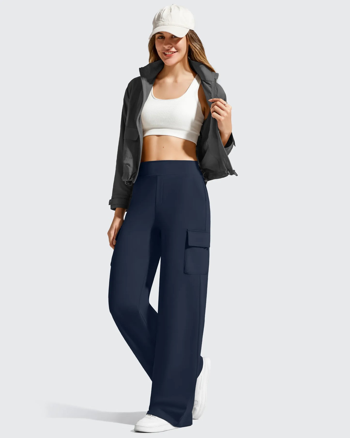 Pantalones cargo de pierna ancha EverGoing de cintura alta con 4 bolsillos
