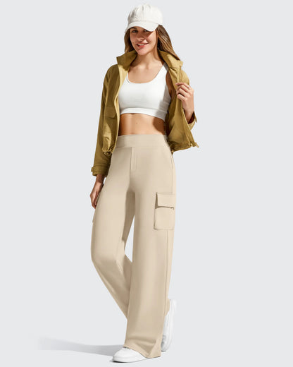 Pantalones cargo de pierna ancha EverGoing de cintura alta con 4 bolsillos