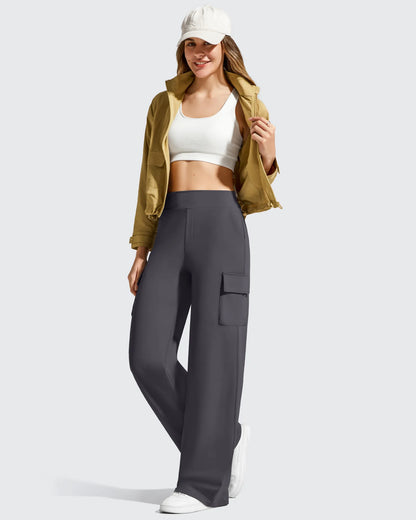Pantalones cargo de pierna ancha EverGoing de cintura alta con 4 bolsillos