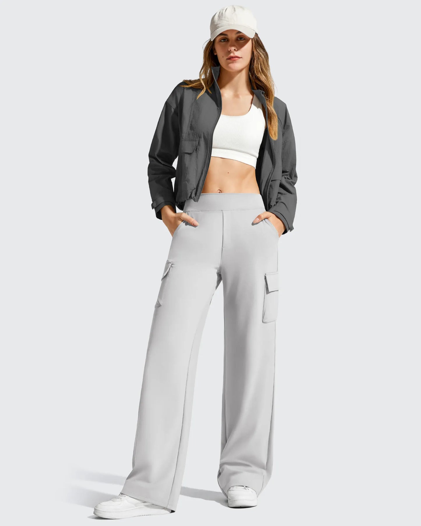 Pantalones cargo de pierna ancha EverGoing de cintura alta con 4 bolsillos
