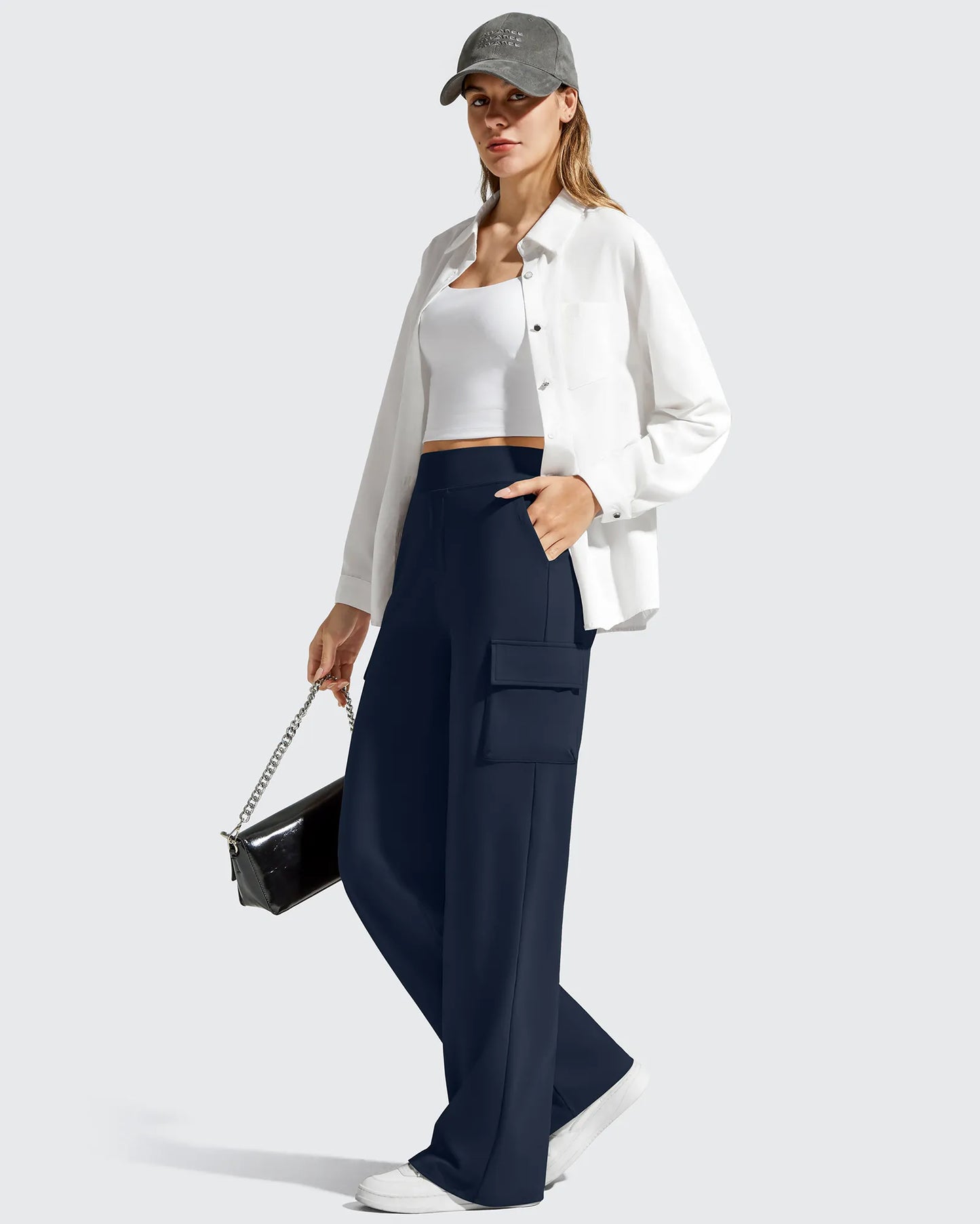 Pantalones cargo de pierna ancha EverGoing de cintura alta con 4 bolsillos