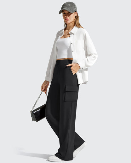 Pantalones cargo de pierna ancha EverGoing de cintura alta con 4 bolsillos