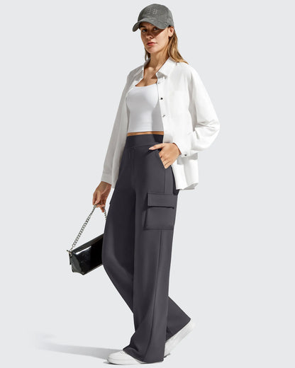 Pantalones cargo de pierna ancha EverGoing de cintura alta con 4 bolsillos