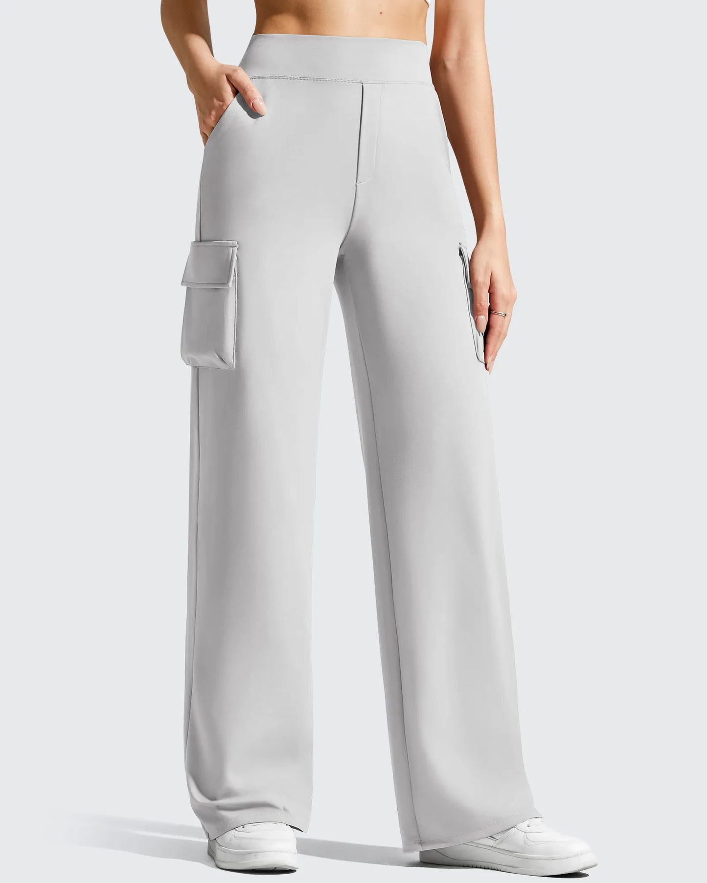 Pantalones cargo de pierna ancha EverGoing de cintura alta con 4 bolsillos
