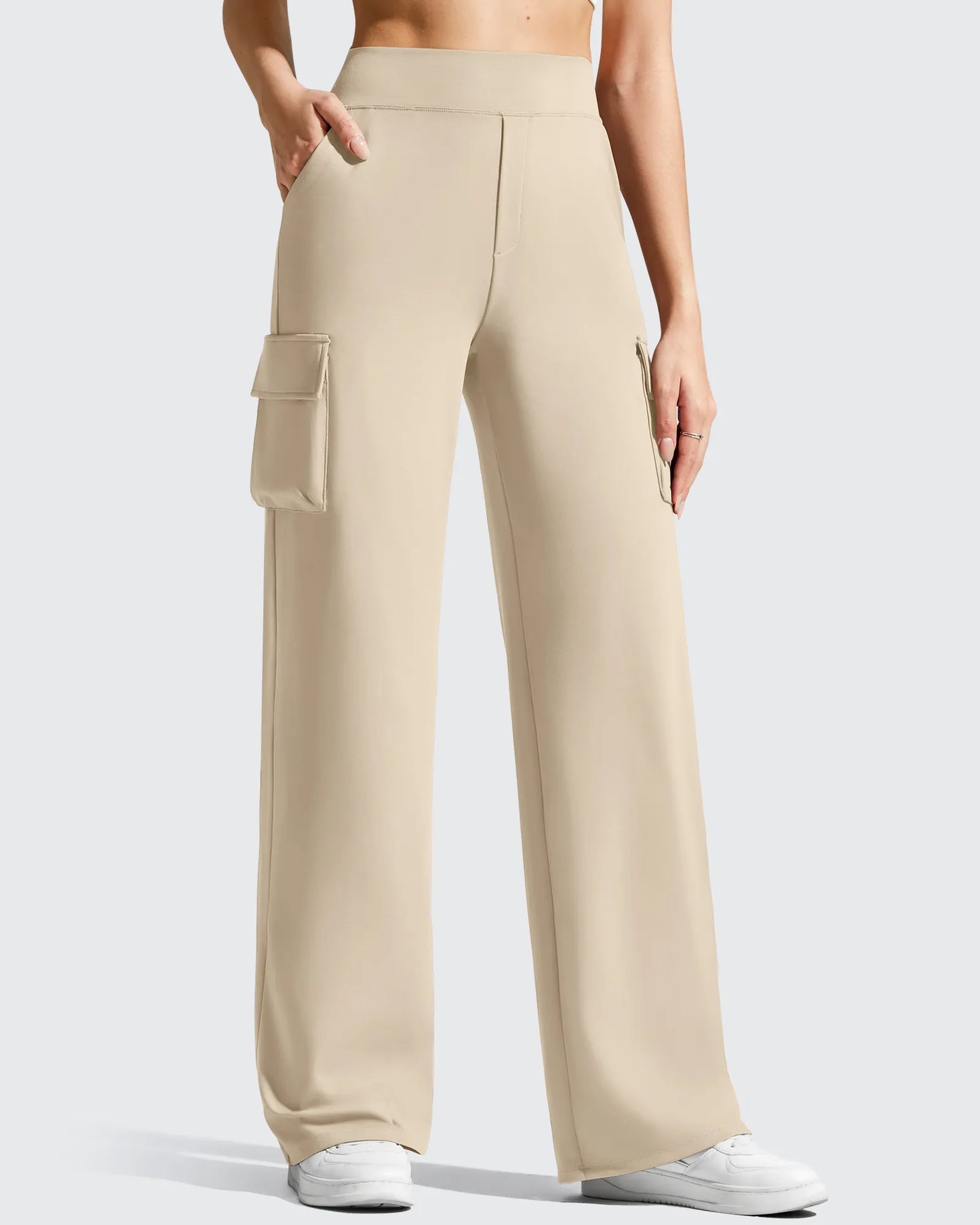 Pantalones cargo de pierna ancha EverGoing de cintura alta con 4 bolsillos