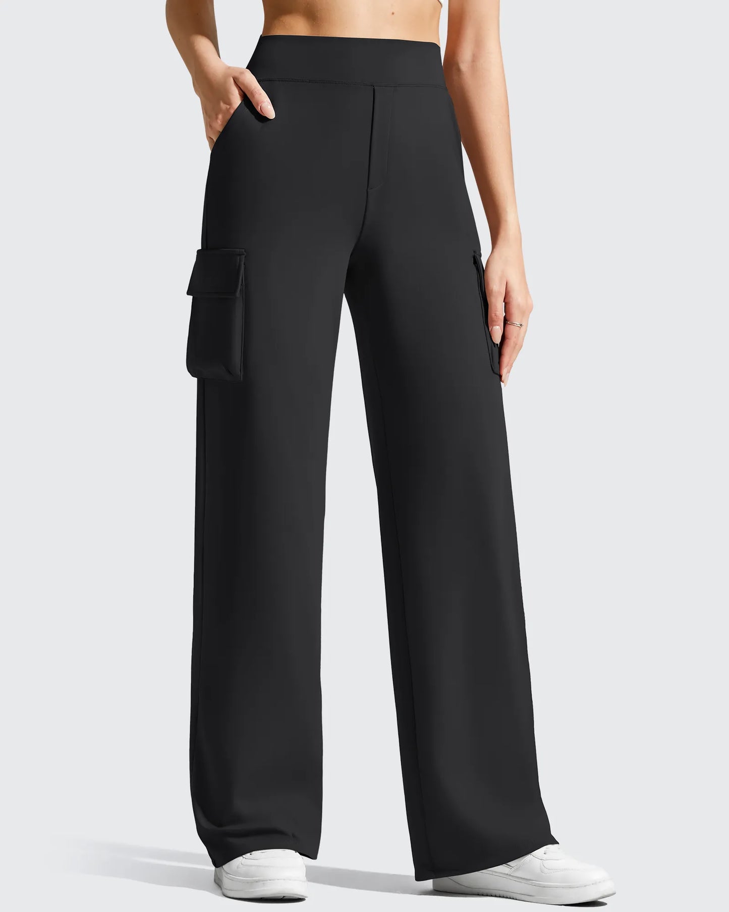 Pantalones cargo de pierna ancha EverGoing de cintura alta con 4 bolsillos