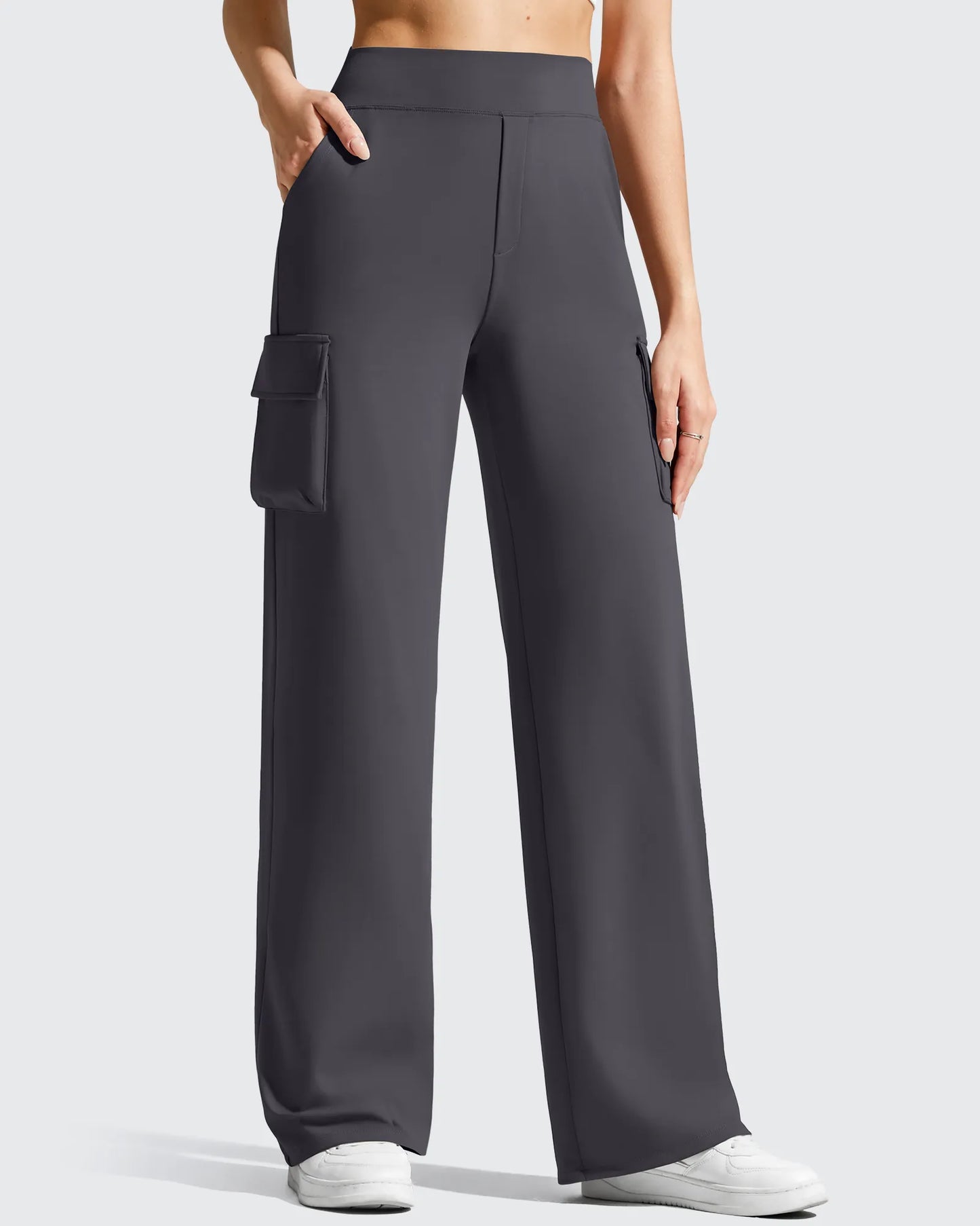 Pantalones cargo de pierna ancha EverGoing de cintura alta con 4 bolsillos