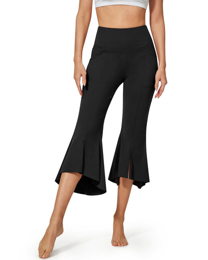 Pantalones capri de yoga casuales EverGoing de cintura alta con volantes