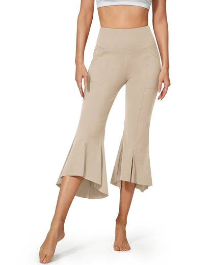 Pantalones capri de yoga casuales EverGoing de cintura alta con volantes