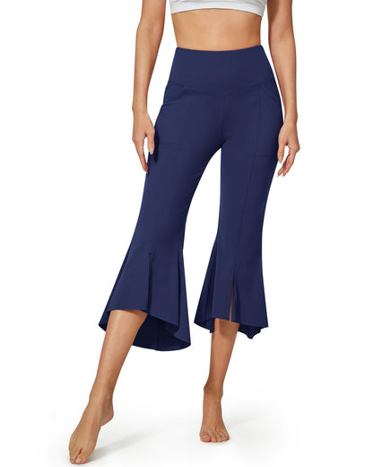 Pantalones capri de yoga casuales EverGoing de cintura alta con volantes