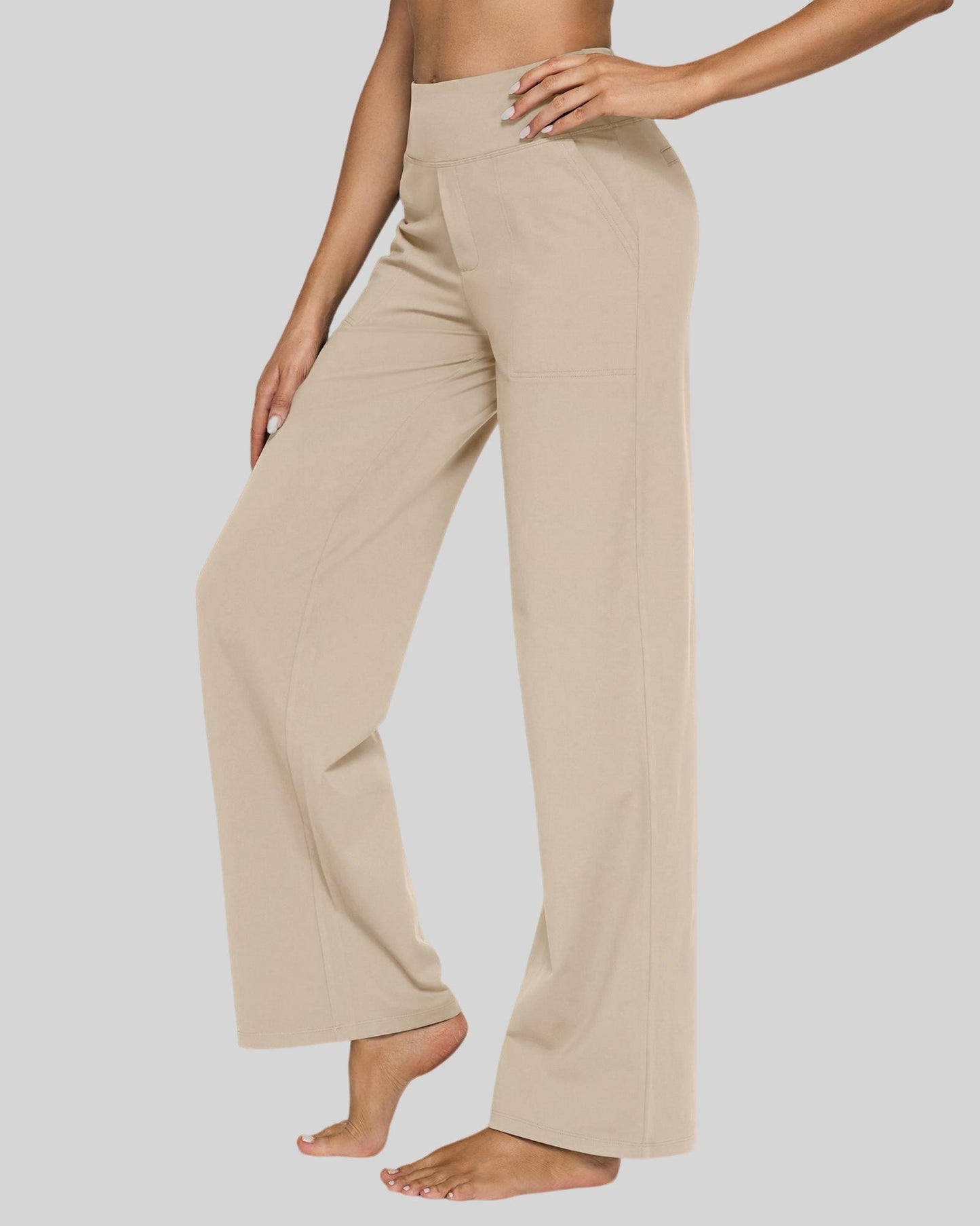 Pantalones casuales de negocios EverGoing holgados de tiro alto
