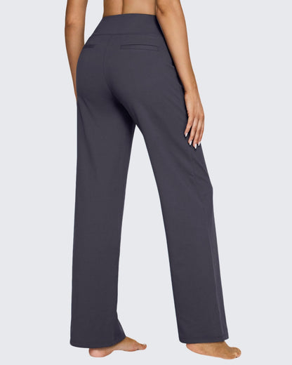 Pantalones casuales de negocios EverGoing holgados de tiro alto