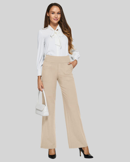 Pantalones casuales de negocios EverGoing holgados de tiro alto