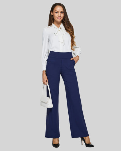 Pantalones casuales de negocios EverGoing holgados de tiro alto
