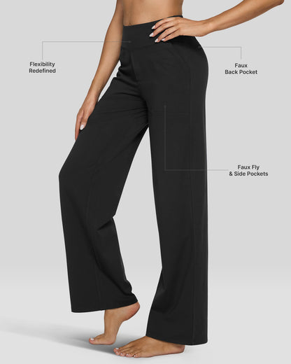 Pantalones casuales de negocios EverGoing holgados de tiro alto