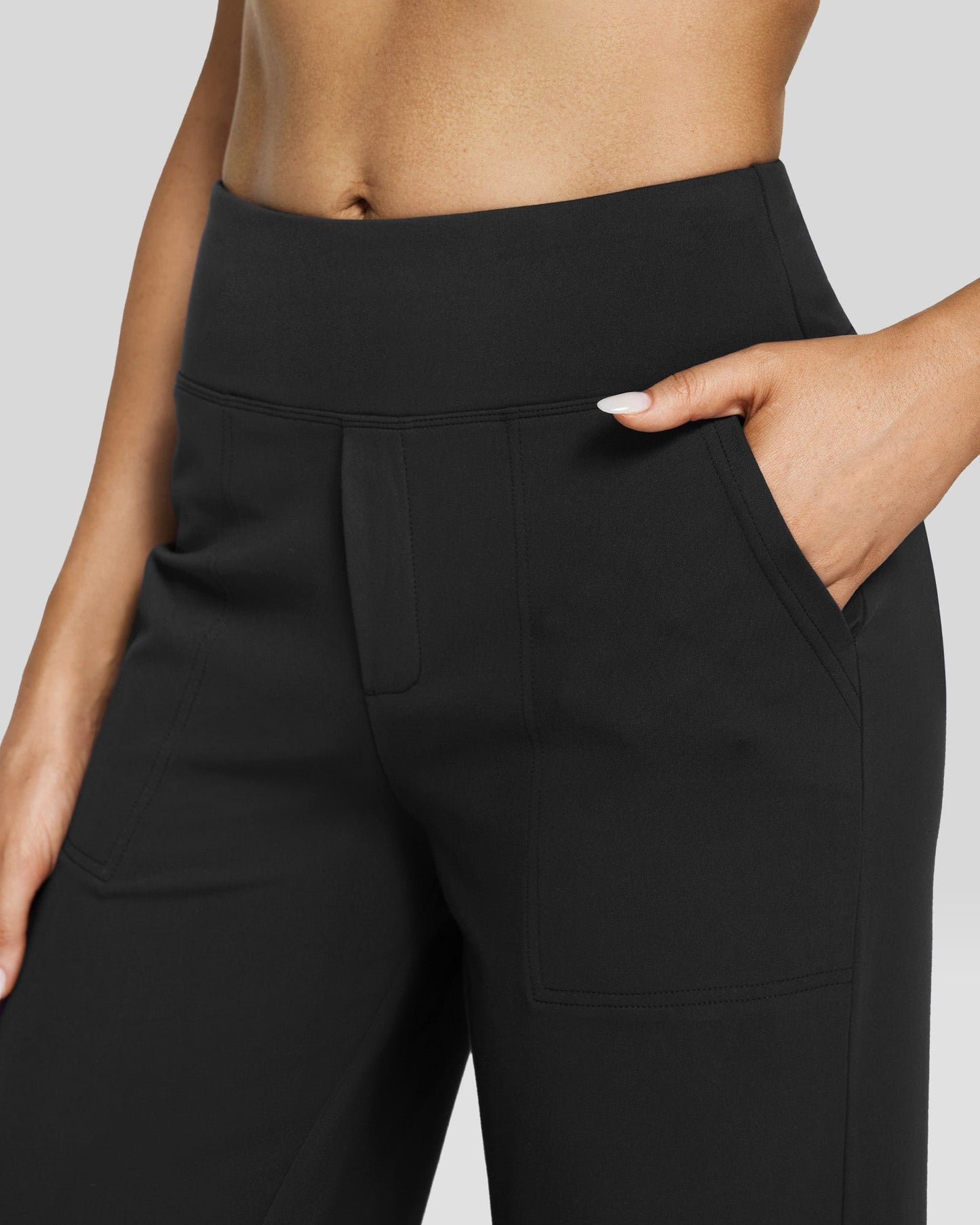 Pantalones casuales de negocios EverGoing holgados de tiro alto