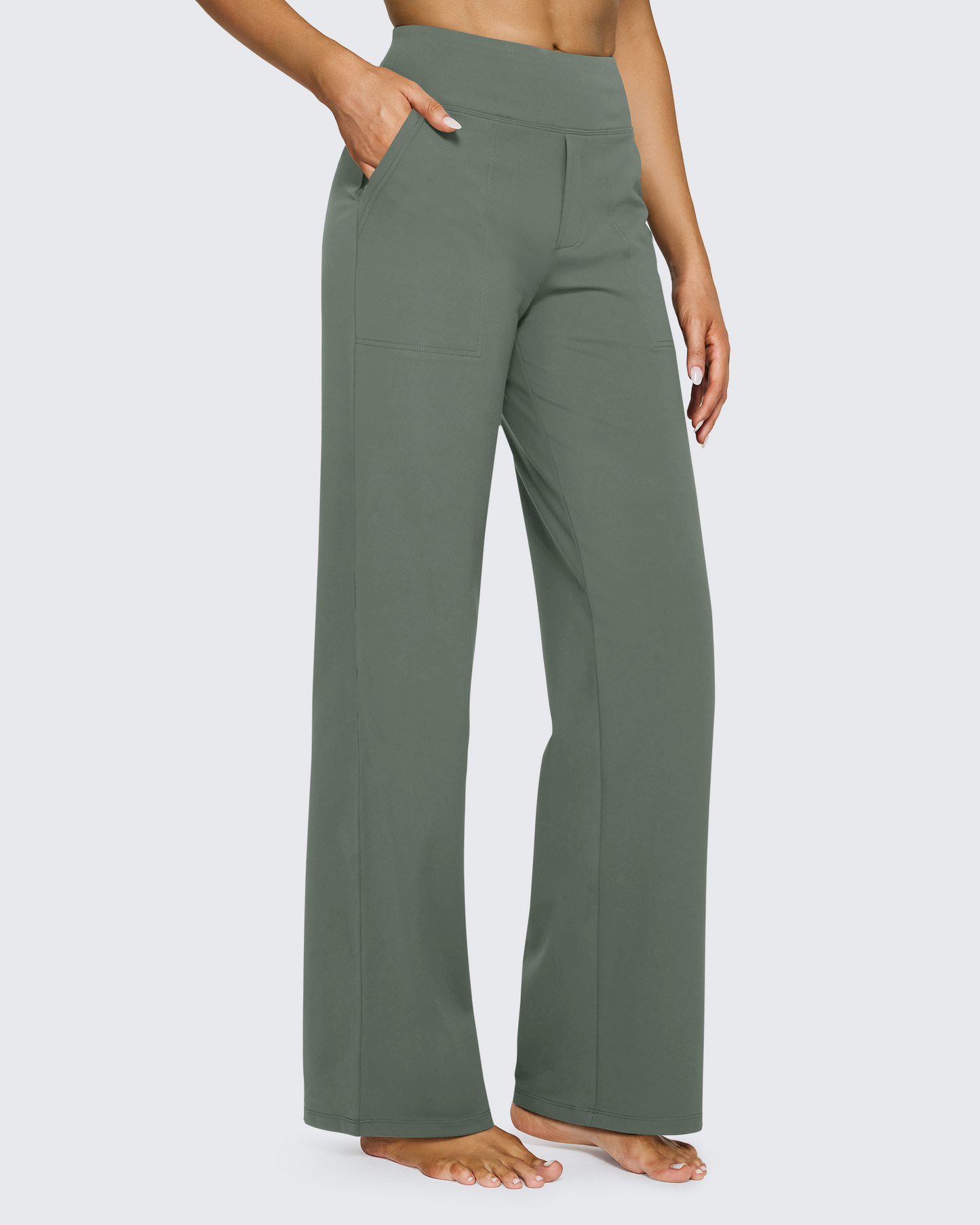 Pantalones casuales de negocios de talle alto EverGoing sueltos 33''