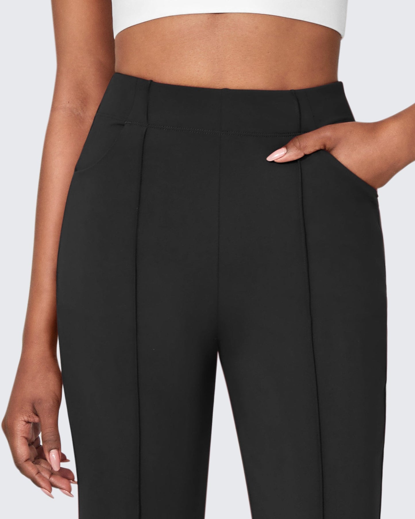 Pantalones Flare Casual de Negocios de Tiro Medio Elásticos EverGoing