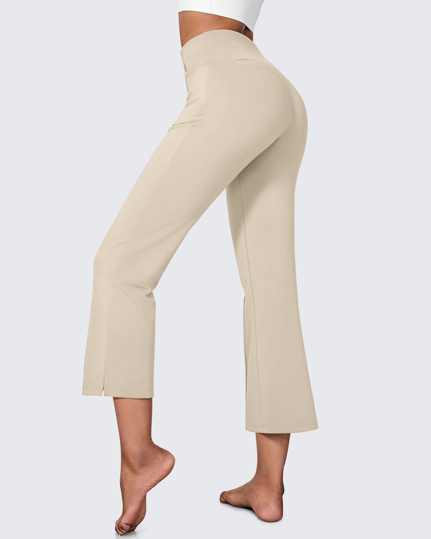 Pantalones Flare Casual de Negocios de Tiro Medio Elásticos EverGoing