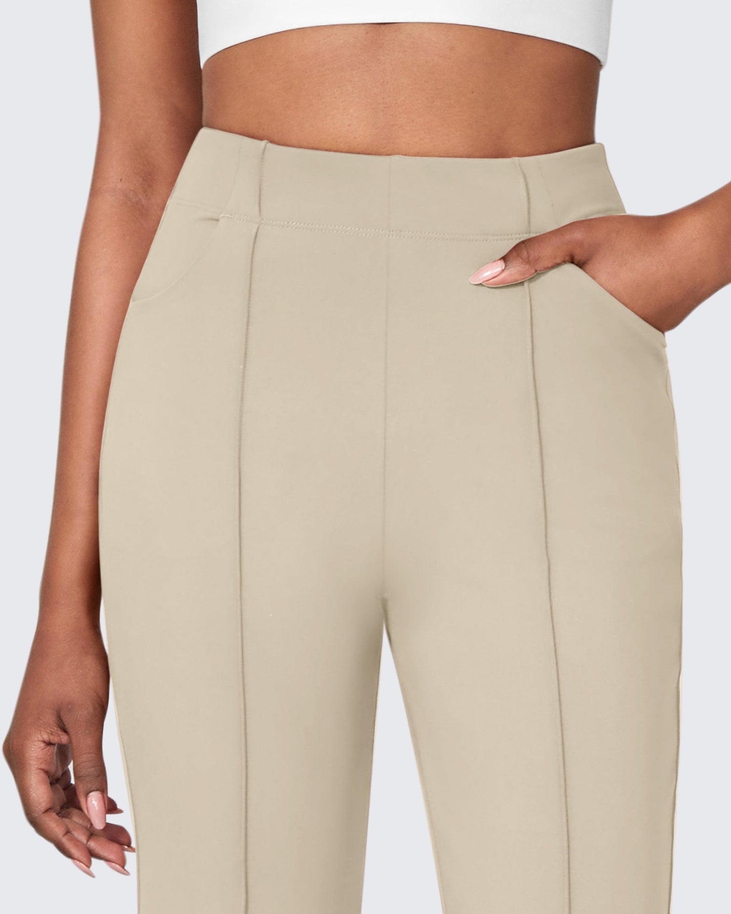 Pantalones Flare Casual de Negocios de Tiro Medio Elásticos EverGoing