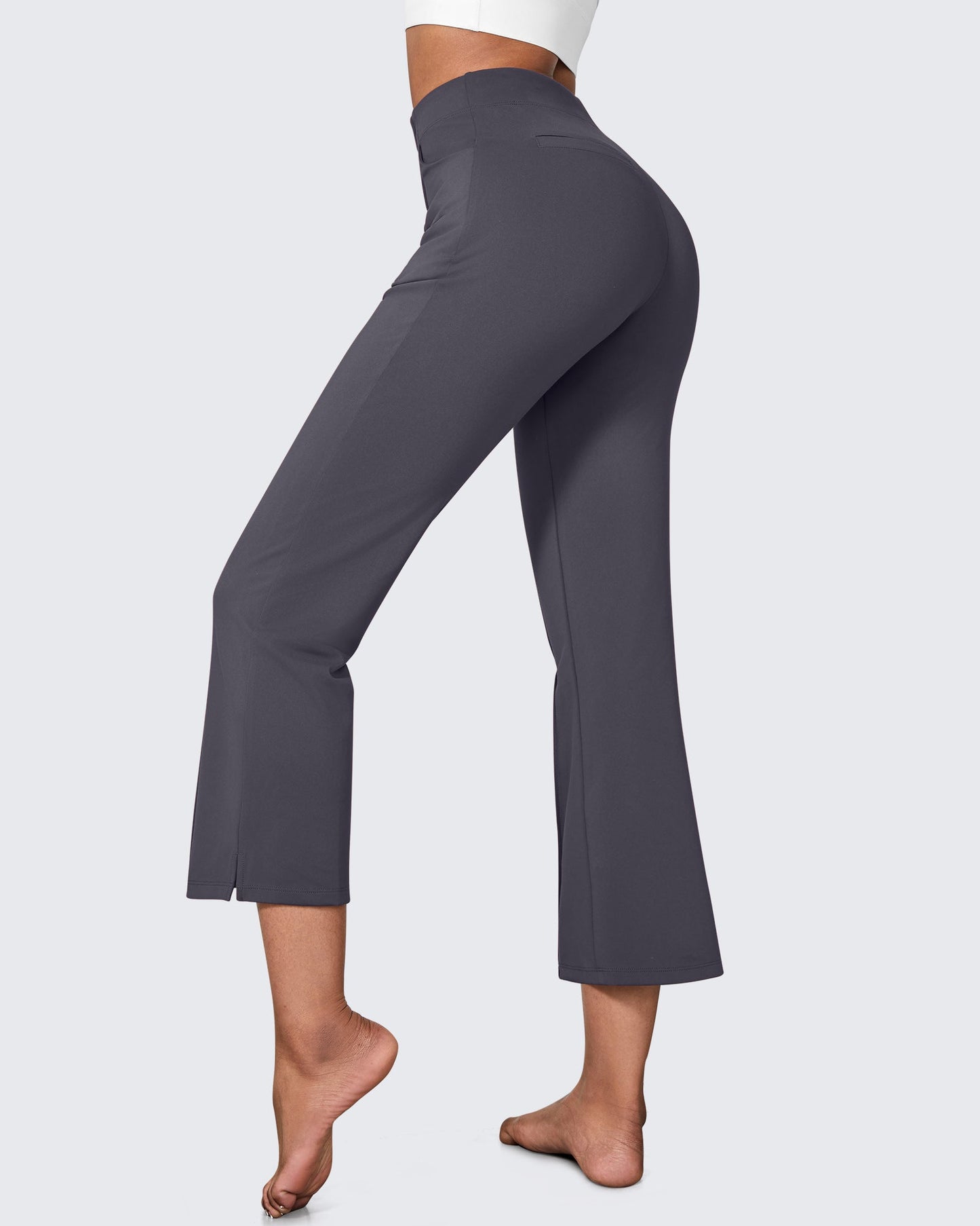 Pantalones Flare Casual de Negocios de Tiro Medio Elásticos EverGoing