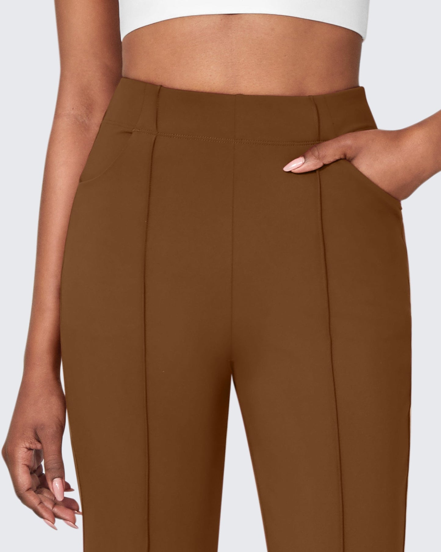 Pantalones Flare Casual de Negocios de Tiro Medio Elásticos EverGoing