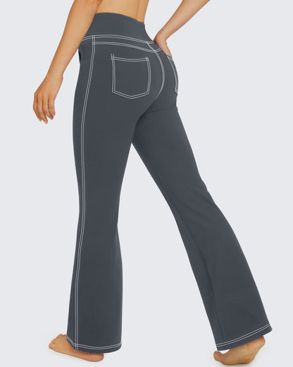 Pantalones de trabajo acampanados de tiro alto y elásticos EverGoing