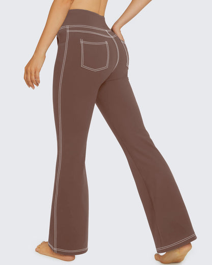 Pantalones de trabajo acampanados de tiro alto y elásticos EverGoing