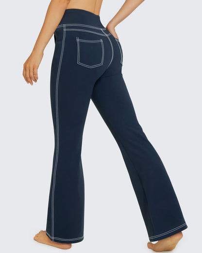 Pantalones de trabajo acampanados de tiro alto y elásticos EverGoing