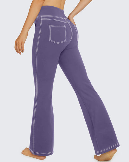 Pantalones de trabajo acampanados de tiro alto y elásticos EverGoing