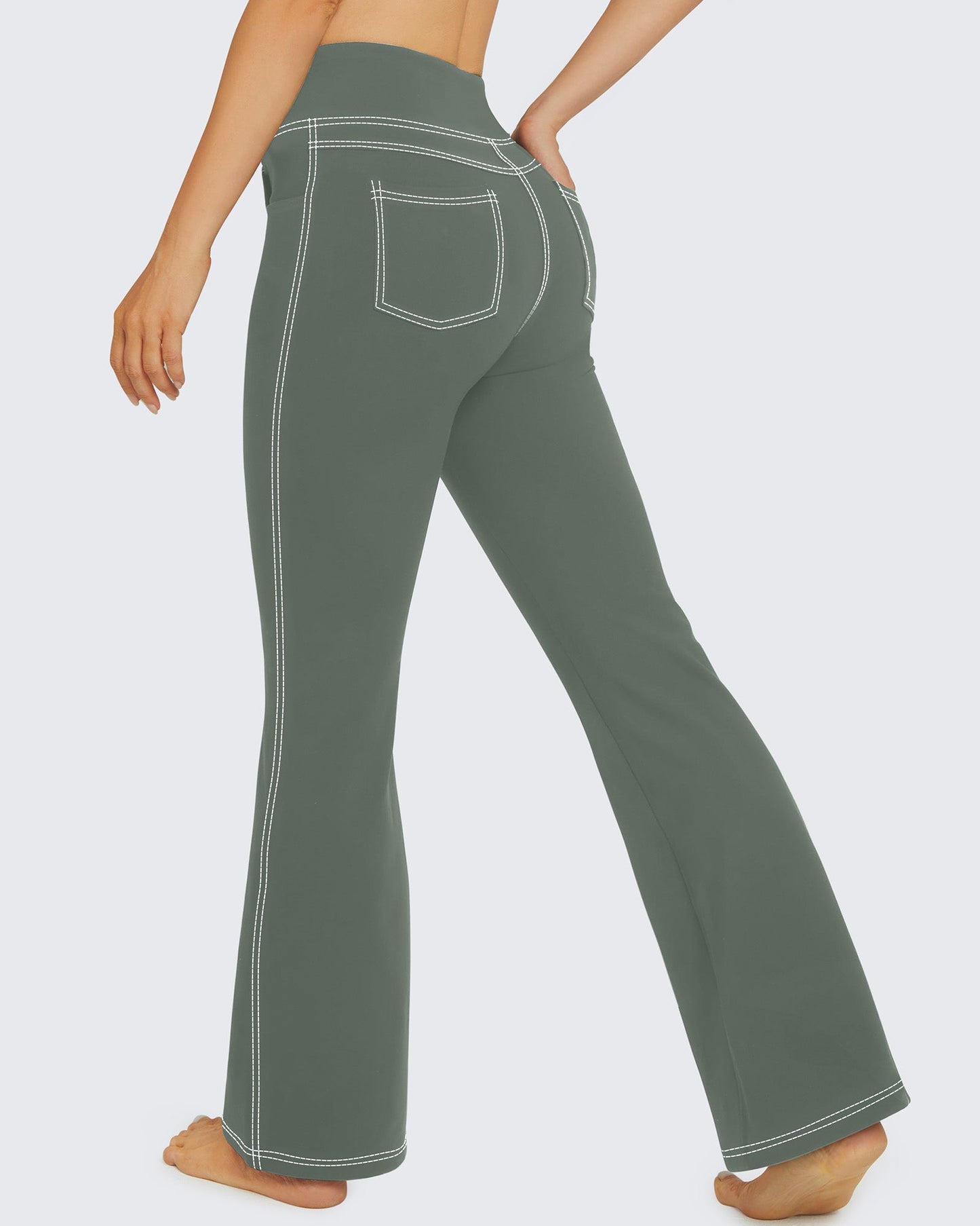 Pantalones de trabajo acampanados de tiro alto y elásticos EverGoing