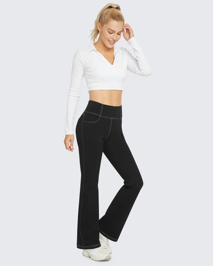 Pantalones de trabajo acampanados de tiro alto y elásticos EverGoing