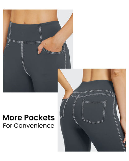 Pantalones de trabajo acampanados de tiro alto y elásticos EverGoing