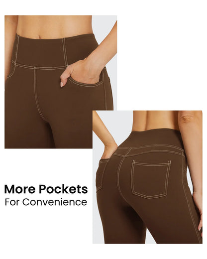 Pantalones de trabajo acampanados de tiro alto y elásticos EverGoing