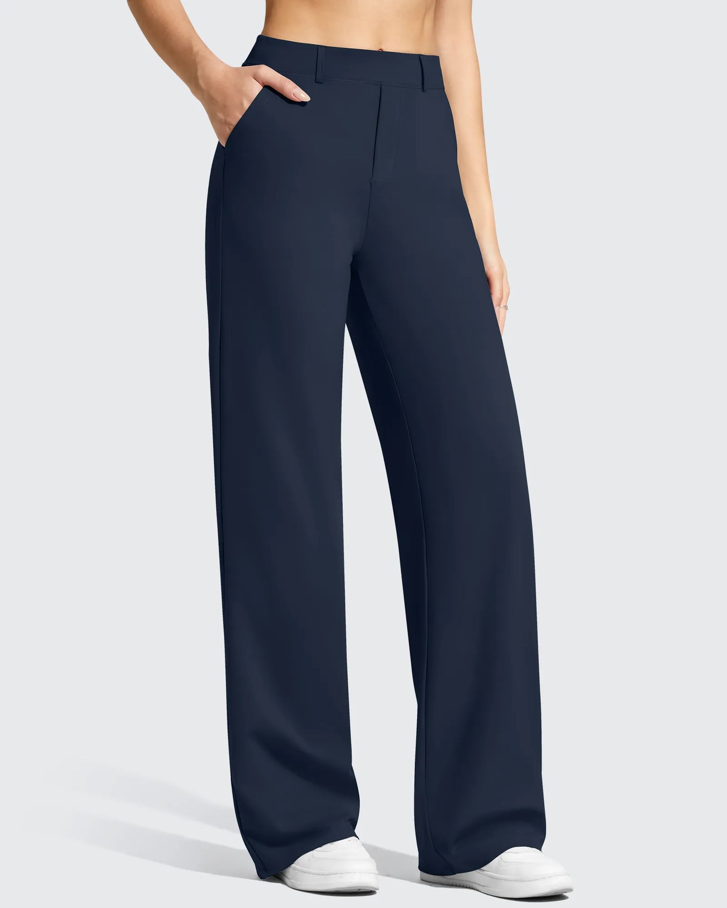 Pantalones de vestir de talle alto con trabillas y pierna ancha EverGoing