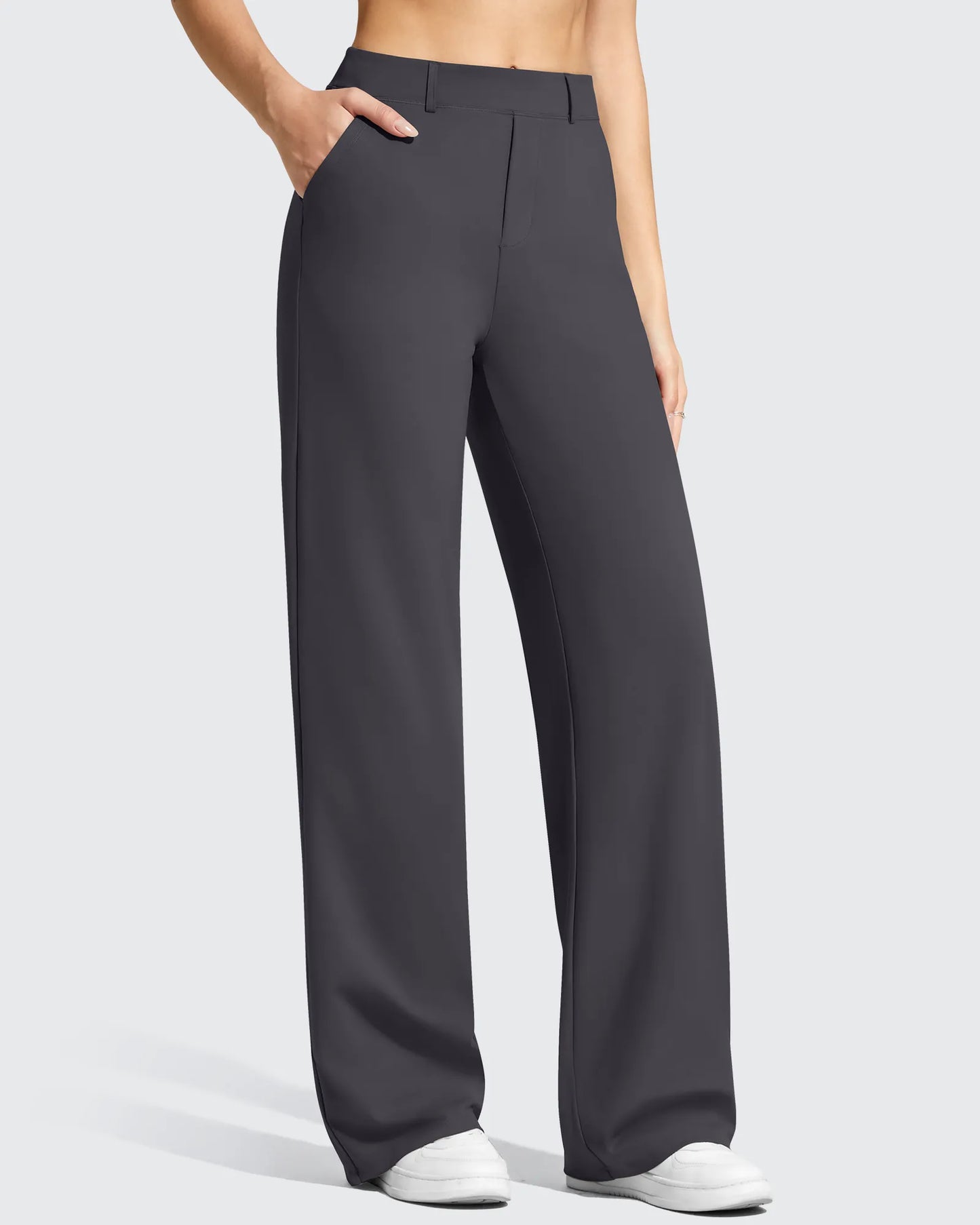 Pantalones de vestir de talle alto con trabillas y pierna ancha EverGoing