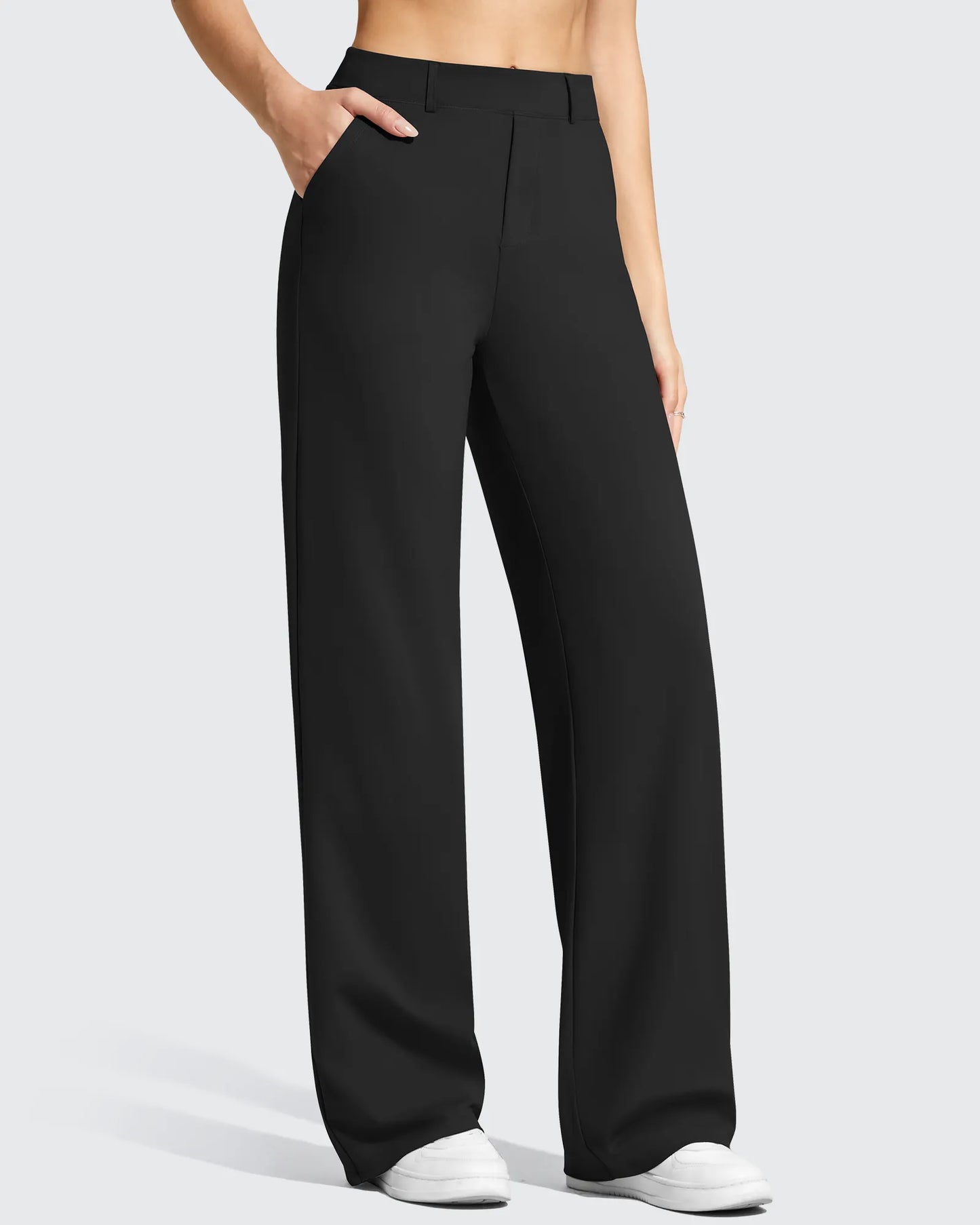 Pantalones de vestir de talle alto con trabillas y pierna ancha EverGoing
