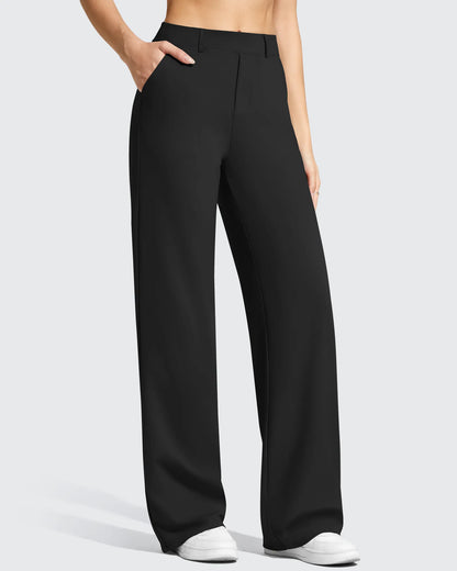 Pantalones de vestir de talle alto con trabillas y pierna ancha EverGoing